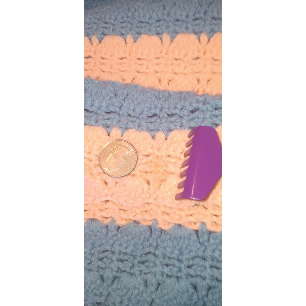 Vintage Afghan Crochet Throw Blanket 37X57 Stripe Cottagecore Grandmacore 80s - Picture 5 of 7